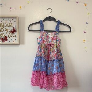 Jona Michelle Pink and Blue Floral Kids Dress